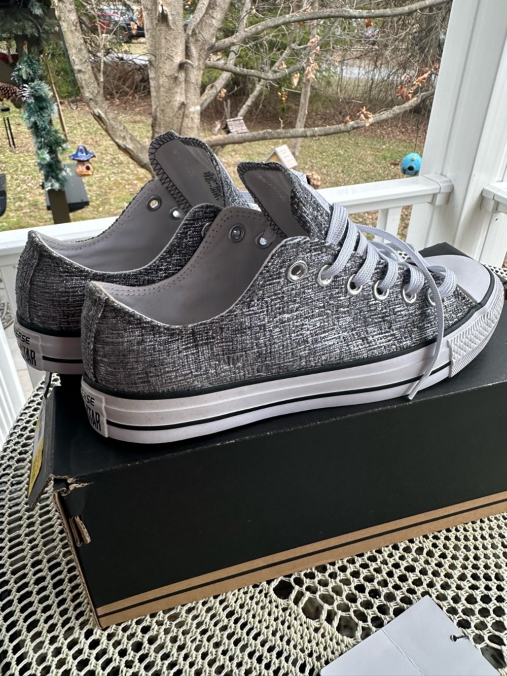 Converse Low Top Sneakers in Charcoal Heather and White - Picture 6 of 10